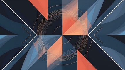 Geometric fusion - abstract harmony of triangles and circles in minimalist background design. Shapes and lines design for wallpaper, banner, background, landing page, wall art, invitation, prints