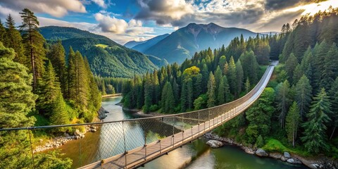 Suspension bridge over Lynn Valley in North Vancouver