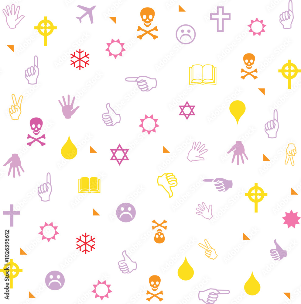 Fototapete different line style icons seamless pattern.