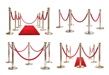 Set of red carpet with rope png
