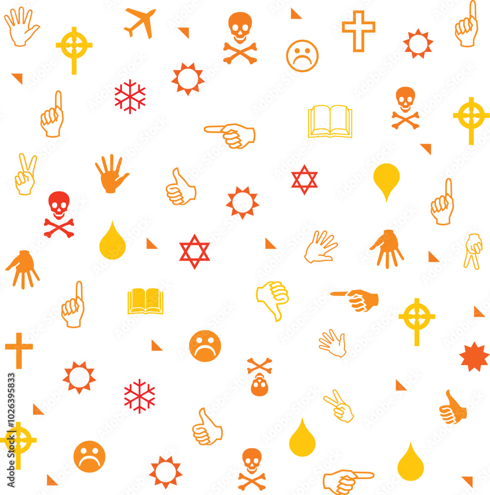 Fototapete different line style icons seamless pattern.