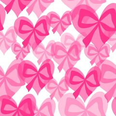seamless pattern with pink bows and hearts
