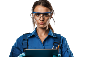 Engineers use tablets to check work