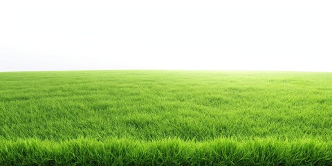 Obraz premium Wide-angle green grass landscape isolated on white background