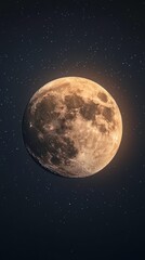 Fototapeta premium Close-up of a full moon against a starry sky