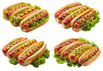 set of delicious hotdogs png