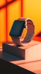 Stylish smartwatch displayed on a minimalist pedestal