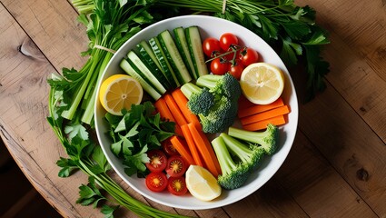 Healthy meal preparation with a variety of malty fresh vegetable on clean table in the fresh bowl.