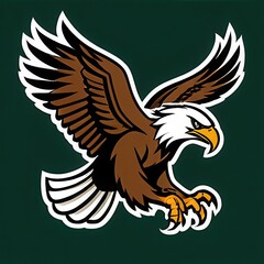 Dynamic high school mascot eagle graphic, ideal for use in school branding, merchandise, or team identity visuals