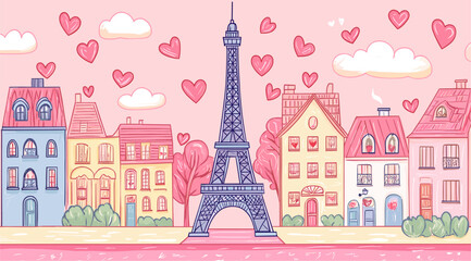 vector simple drawing eiffel tower paris .Generative AI