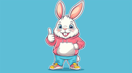 Fototapeta premium vector rabbit in hoodie showing hand sign .Generative AI