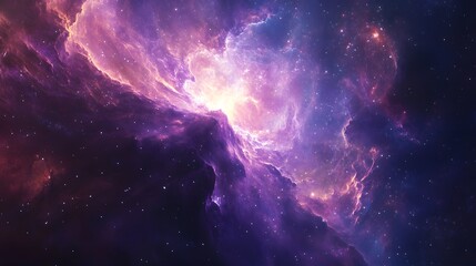 Fototapeta premium Being surrounded by glowing stars in a cradle-like nebula with swirling galaxies and cosmic energy