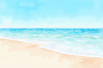 Obraz premium Tranquil ocean waves washing sandy beach on sunny day