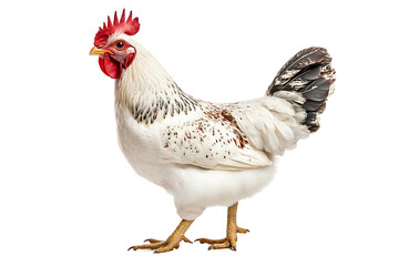 Title: White петух Standing Isolated on White Background