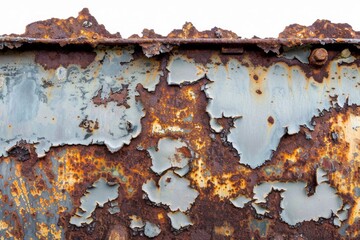Fototapeta premium Old metal surface with peeling paint, showing signs of wear and decay