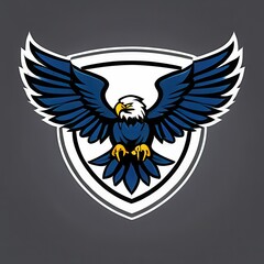Obraz premium Bold illustration of a high school mascot eagle in an aggressive pose, perfect for sports teams, school logos, and digital branding projects