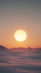 Stunning sunset over a tranquil snowy landscape