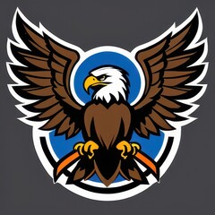 Bold illustration of a high school mascot eagle in an aggressive pose, perfect for sports teams, school logos, and digital branding projects