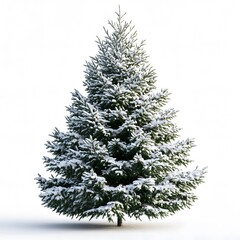 Fototapeta premium Snow-covered pine tree in winter wonderland captures seasonal tranquility and natural beauty