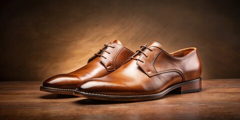 Pair of shoes on brown background