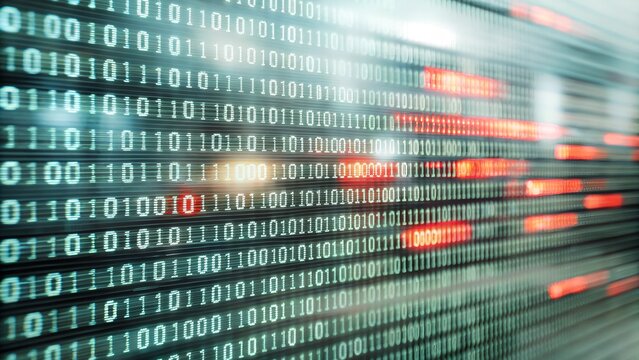 Red alert highlights errors in a stream of binary code