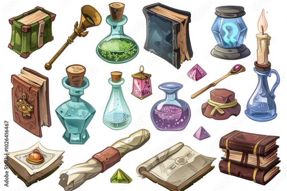 Aufkleber a selection of diverse items placed on a table, suitable for use in editorial or commercial contexts