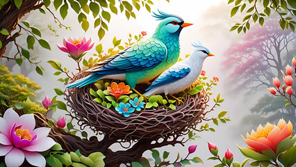 Picture of birds with the beauty of nature on background. bird(11)