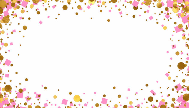 Festive background with golden and pink confetti for celebration events