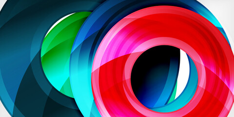 Fototapeta premium Bright colorful circles with light effects. Abstract background
