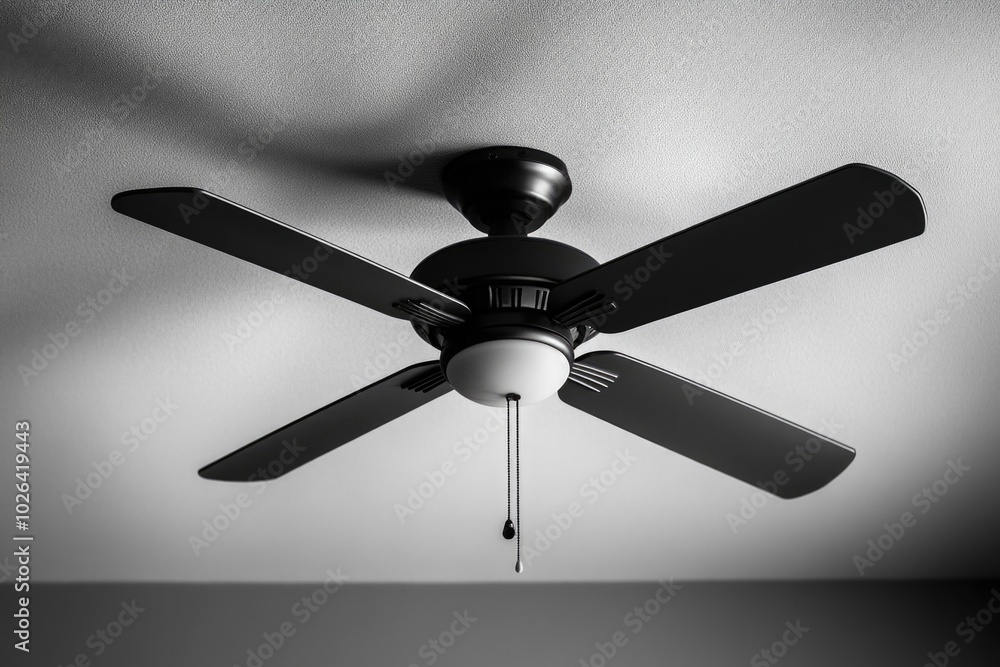 Poster a simple image of a classic ceiling fan, suitable for use in interior design or diy projects