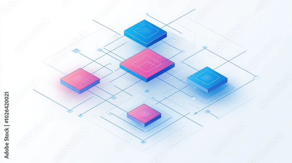 Poster Abstract geometric pattern with connected cubes.