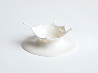 A white milk splash on white background, creating a dynamic and lively scene