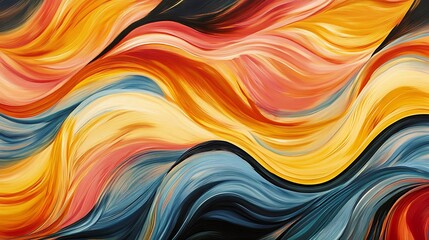 Abstract painting of acrylic waves in a colorful and intricate design that captures the essence of fluidity and movement in a bold and eyecatching manner.