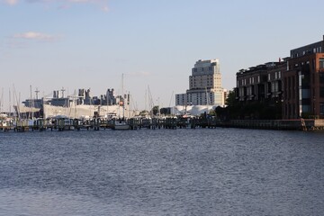 Fototapeta premium port, baltimor., water, sea, boat, ship, panorama, skyline, port, harbor, ocean