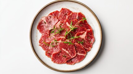 Obraz premium Raw Beef Carpaccio with Herbs