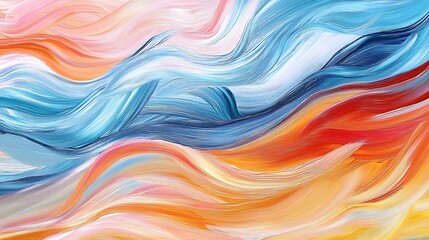 Obraz premium Abstract painting of acrylic waves in a colorful and intricate design that captures the essence of fluidity and movement in a bold and eyecatching manner.