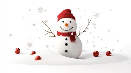 Decorated Snowman on White Background