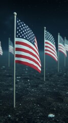 Obraz premium American Flags Waving Proudly in the Breeze