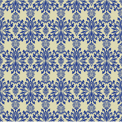 Elegant Blue Floral Damask Pattern