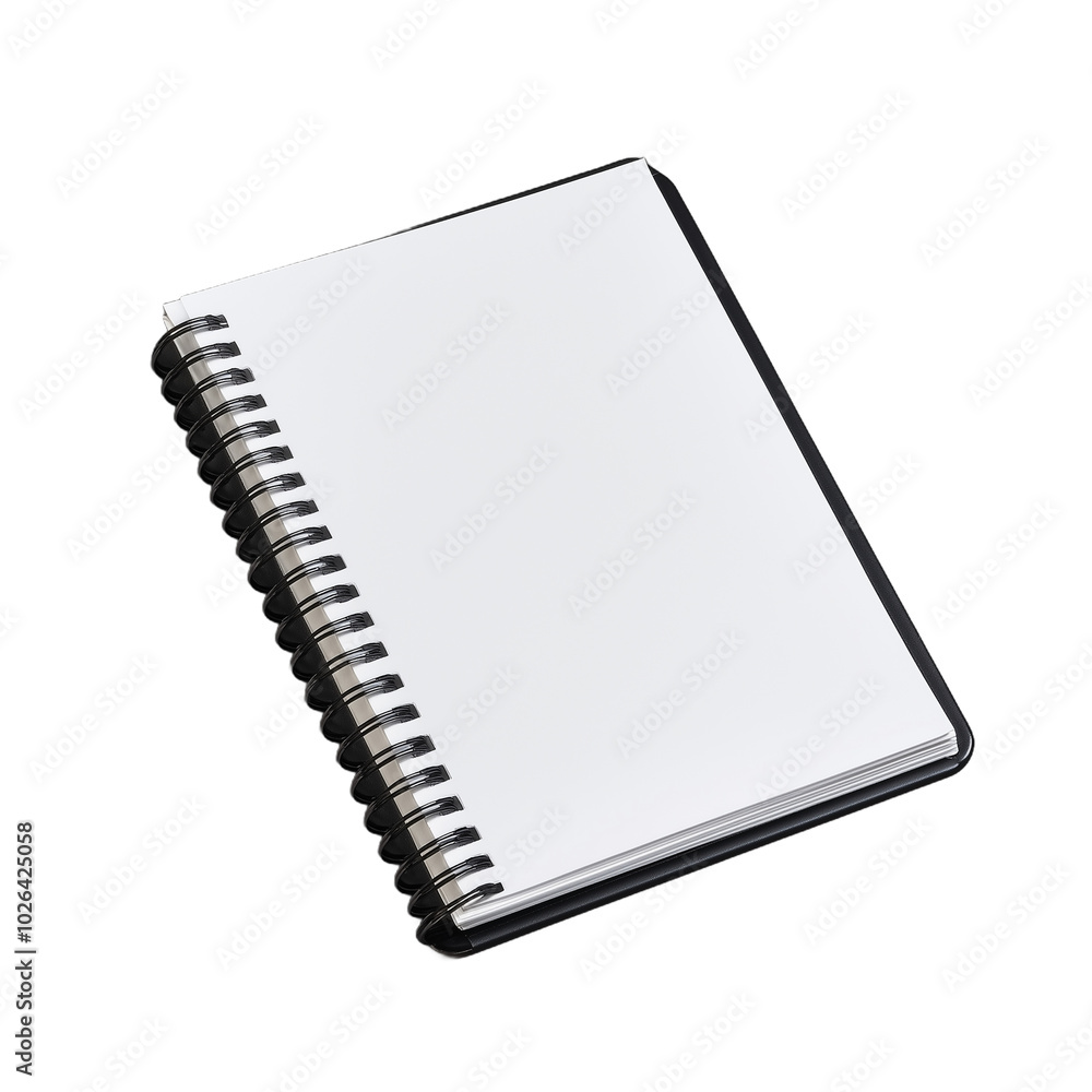 Poster spiral bound notebook with clean pages on transparent background