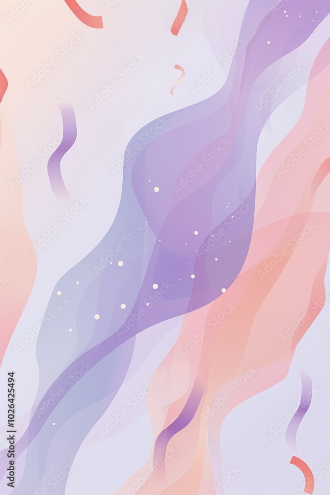Poster minimalistic abstract pastel birthday background with soft gradients and confetti patterns