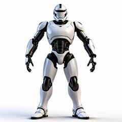 Fototapeta premium A futuristic humanoid robot with a sleek design and articulated limbs.