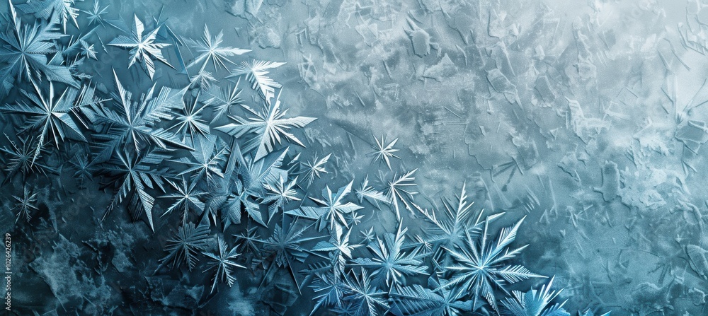Poster modern abstract winter background with angular snowflake patterns in icy blue and grey for sleek des