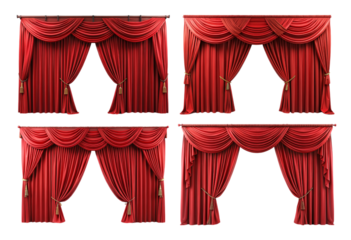 Set of red stage curtains png