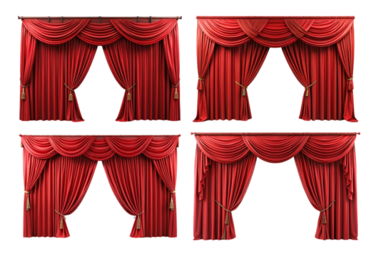 Set of red stage curtains png
