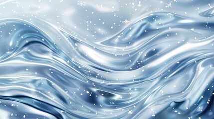 Modern Abstract Winter Background with Smooth Fluid Lines in Pale Blue and Silver