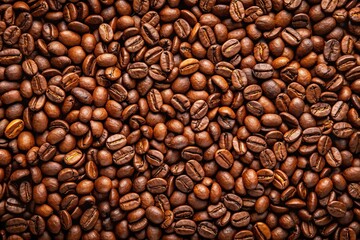 Fototapeta premium Panoramic coffee beans background texture