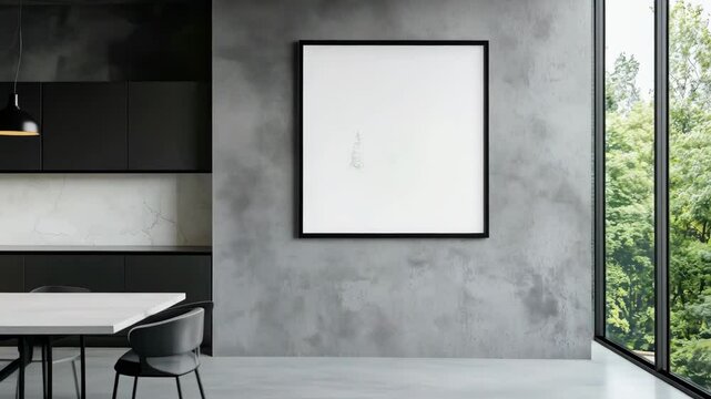 Modern Interior Design: Frame Mockup With Minimalist Art Animation in Dining Area