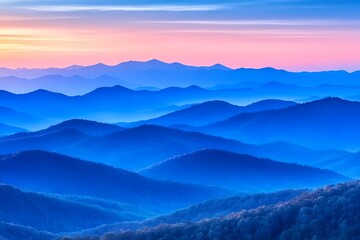 Fototapeta premium Serene Watercolor Landscape with Distant Mountains