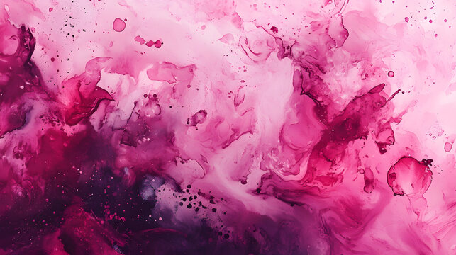A pink watercolor splash background with light and dark hues